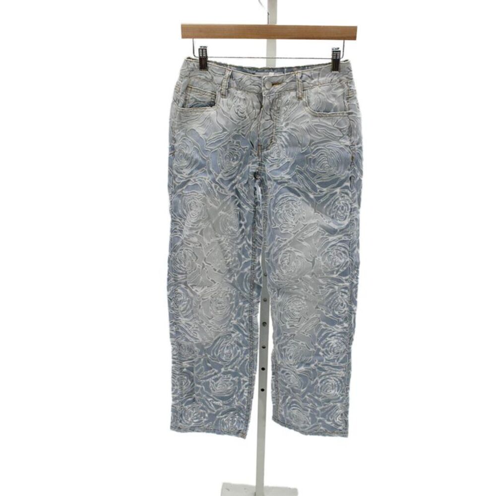 Innovare Denim Women Straight Jeans Blue Floral Cotton High Rise Size S